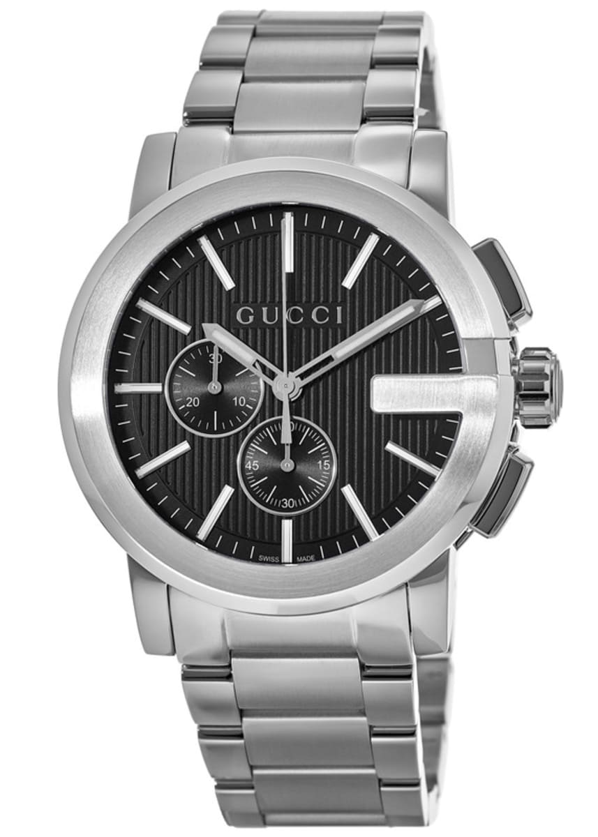  Shop Authentic Gucci G Chrono Black Dial Silver Steel Strap Watch For Men - YA101204 - Luxxuri