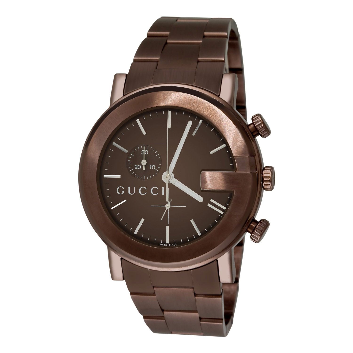  Shop Authentic Gucci G Chrono Brown Dial Brown Steel Strap Watch For Men - YA101341 - Luxxuri