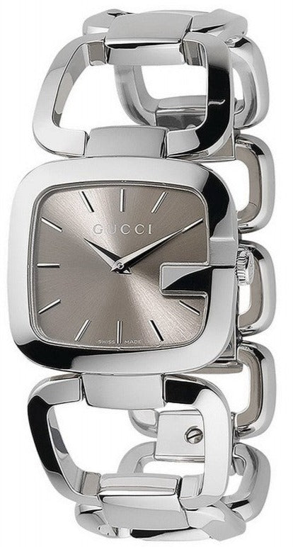  Shop Authentic Gucci G Brown Square Brown Dial Silver Steel Strap Watch For Women - YA125402 - Luxxuri