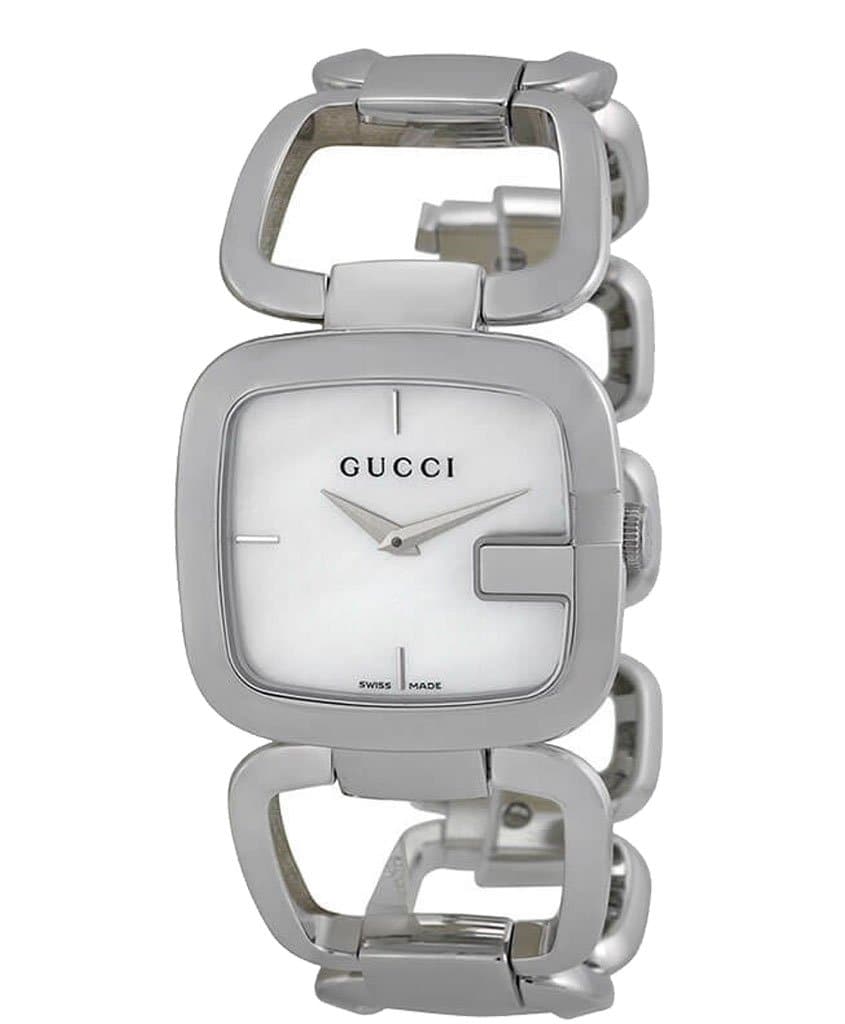  Shop Authentic Gucci G-Class Mother of Pearl Dial Silver Steel Strap Watch For Women - YA125404 - Luxxuri