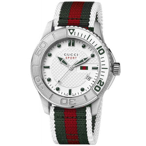  Shop Authentic Gucci G Timeless White Dial Two Tone Nylon Strap Watch For Men - YA126231 - Luxxuri
