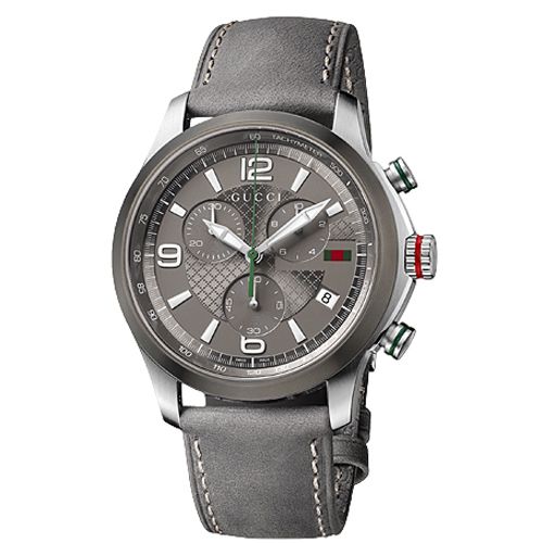  Shop Authentic Gucci G Timeless Chronograph Grey Dial Grey Leather Strap Watch For Men - YA126242 - Luxxuri