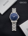  Shop Authentic Gucci G Timeless Blue Dial Silver Steel Strap Watch For Men - YA126316 - Luxxuri