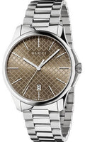  Shop Authentic Gucci G Timeless Quartz Brown Dial Silver Steel Strap Watch for Men - YA126317 - Luxxuri