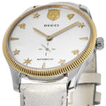  Shop Authentic Gucci G Timeless Automatic Silver Dial Beige Leather Strap Watch For Men - YA126348 - Luxxuri