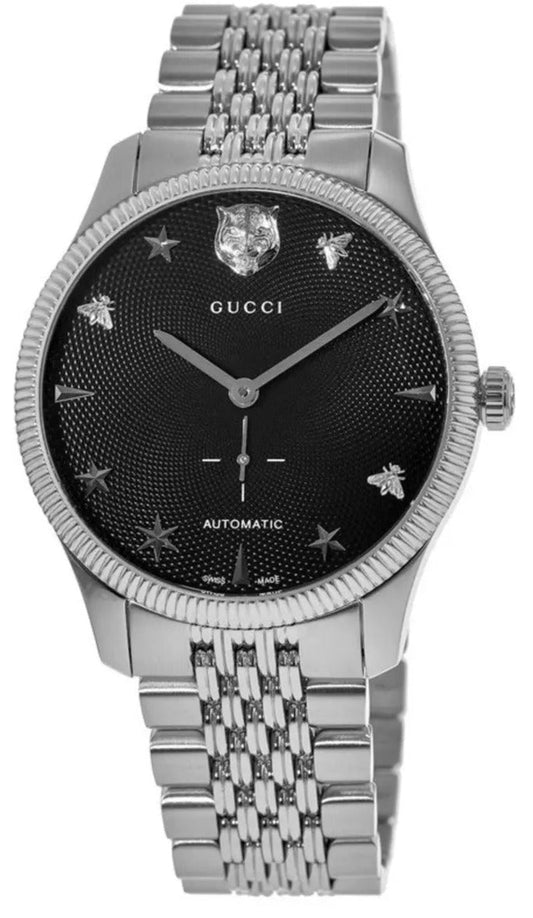 Shop Authentic Gucci G Timeless Automatic Black Dial Silver Steel Strap Watch For Men - YA126353 - Luxxuri