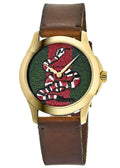  Shop Authentic Gucci Le Marche Des Merveilles Green and Red Dial Brown Leather Strap Unisex Watch - YA1264012 - Luxxuri