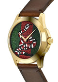  Shop Authentic Gucci Le Marche Des Merveilles Green and Red Dial Brown Leather Strap Unisex Watch - YA1264012 - Luxxuri