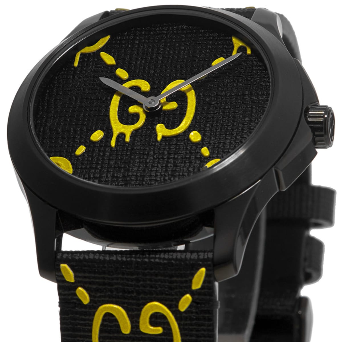  Shop Authentic Gucci G Timeless Ghost Black Dial Black Leather Strap Watch For Men - YA1264019 - Luxxuri