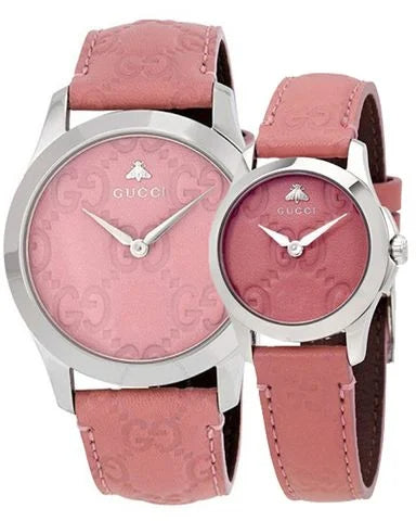  Shop Authentic Gucci G Timeless Quartz Candy Pink Dial Pink Leather Strap Watch For Women - YA1264030 - Luxxuri