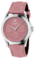  Shop Authentic Gucci G Timeless Quartz Candy Pink Dial Pink Leather Strap Watch For Women - YA1264030 - Luxxuri