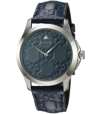  Shop Authentic Gucci G Timeless Quartz Blue Dial Blue Leather Strap Watch For Men - YA1264032 - Luxxuri