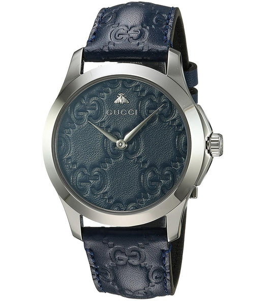  Shop Authentic Gucci G Timeless Quartz Blue Dial Blue Leather Strap Watch For Men - YA1264032 - Luxxuri