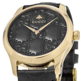  Shop Authentic Gucci G Timeless Quartz Black Dial Black Leather Strap Watch For Women - YA1264034A - Luxxuri
