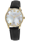  Shop Authentic Gucci G-Timeless Mother of Pearl Dial Black Leather Strap Watch For Women - YA1264044 - Luxxuri