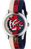  Shop Authentic Gucci G Timeless Quartz White Red Blue Dial Multicolored NATO Strap Watch For Men - YA1264059 - Luxxuri