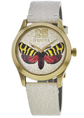  Shop Authentic Gucci G Timeless Butterfly White Dial White Leather Strap Watch For Women - YA1264062 - Luxxuri