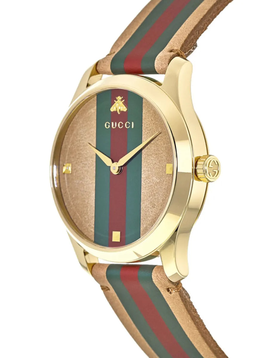  Shop Authentic Gucci G Timeless Quartz Brown Dial Brown Leather Strap Unisex Watch - YA1264077 - Luxxuri