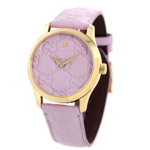  Shop Authentic Gucci G Timeless Quartz Lilac Dial Lilac Leather Strap Watch For Women - YA1264098 - Luxxuri