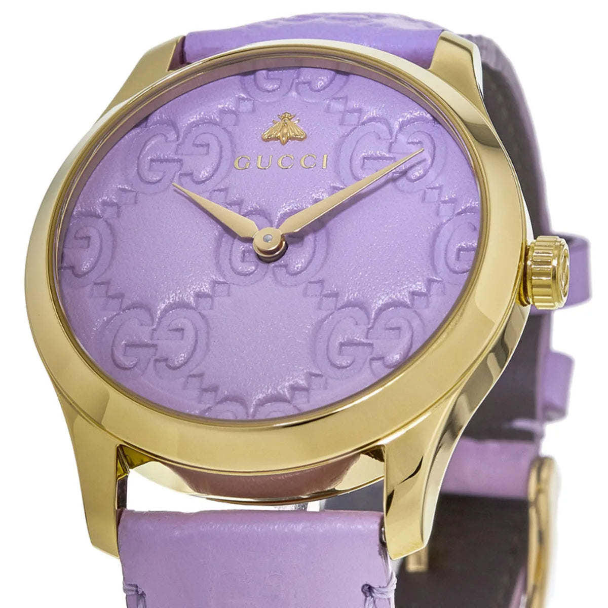  Shop Authentic Gucci G Timeless Quartz Lilac Dial Lilac Leather Strap Watch For Women - YA1264098 - Luxxuri