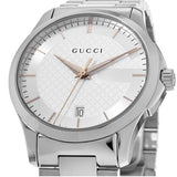  Shop Authentic Gucci G Timeless Silver Dial Silver Steel Strap Unisex Watch - YA126442 - Luxxuri