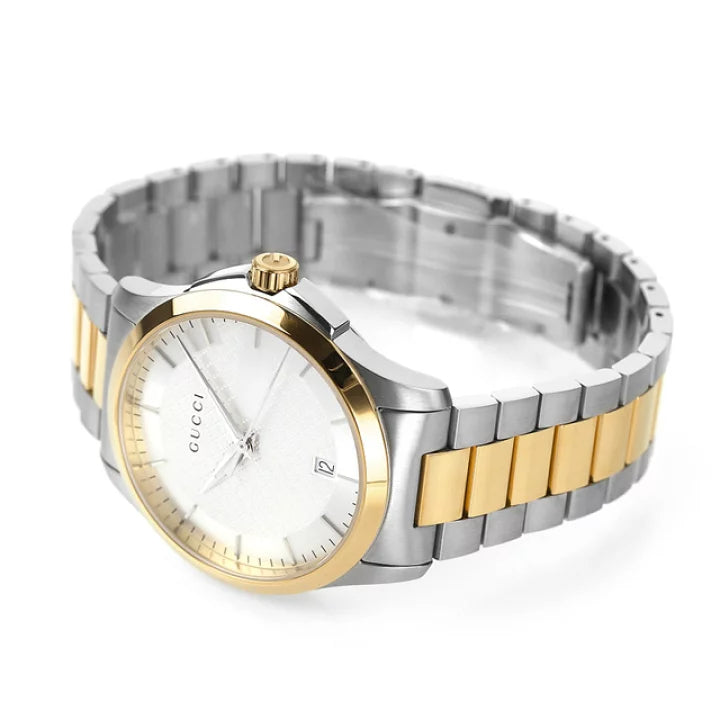  Shop Authentic Gucci G Timeless Quartz Silver Dial Two Tone Steel Strap Watch For Men - YA126450 - Luxxuri