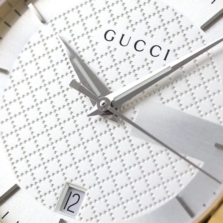  Shop Authentic Gucci G Timeless Quartz Silver Dial Two Tone Steel Strap Watch For Men - YA126450 - Luxxuri