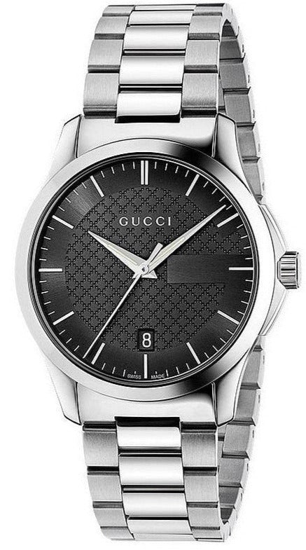  Shop Authentic Gucci G Timeless Black Dial Silver Steel Strap Unisex Watch - YA126457 - Luxxuri