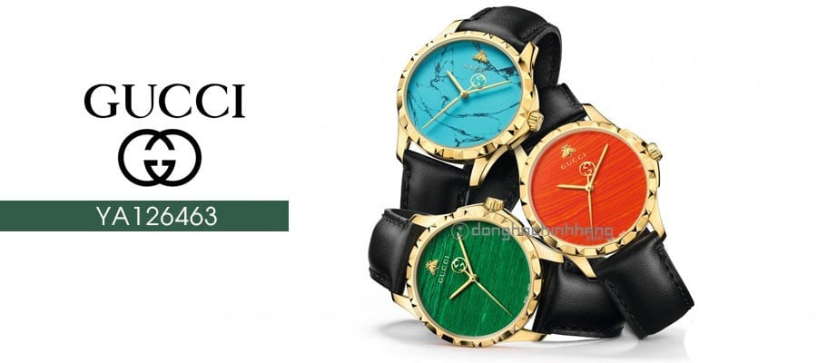  Shop Authentic Gucci Le Marche Des Merveilles Quartz Green Dial Black Leather Strap Watch For Women - YA126463 - Luxxuri