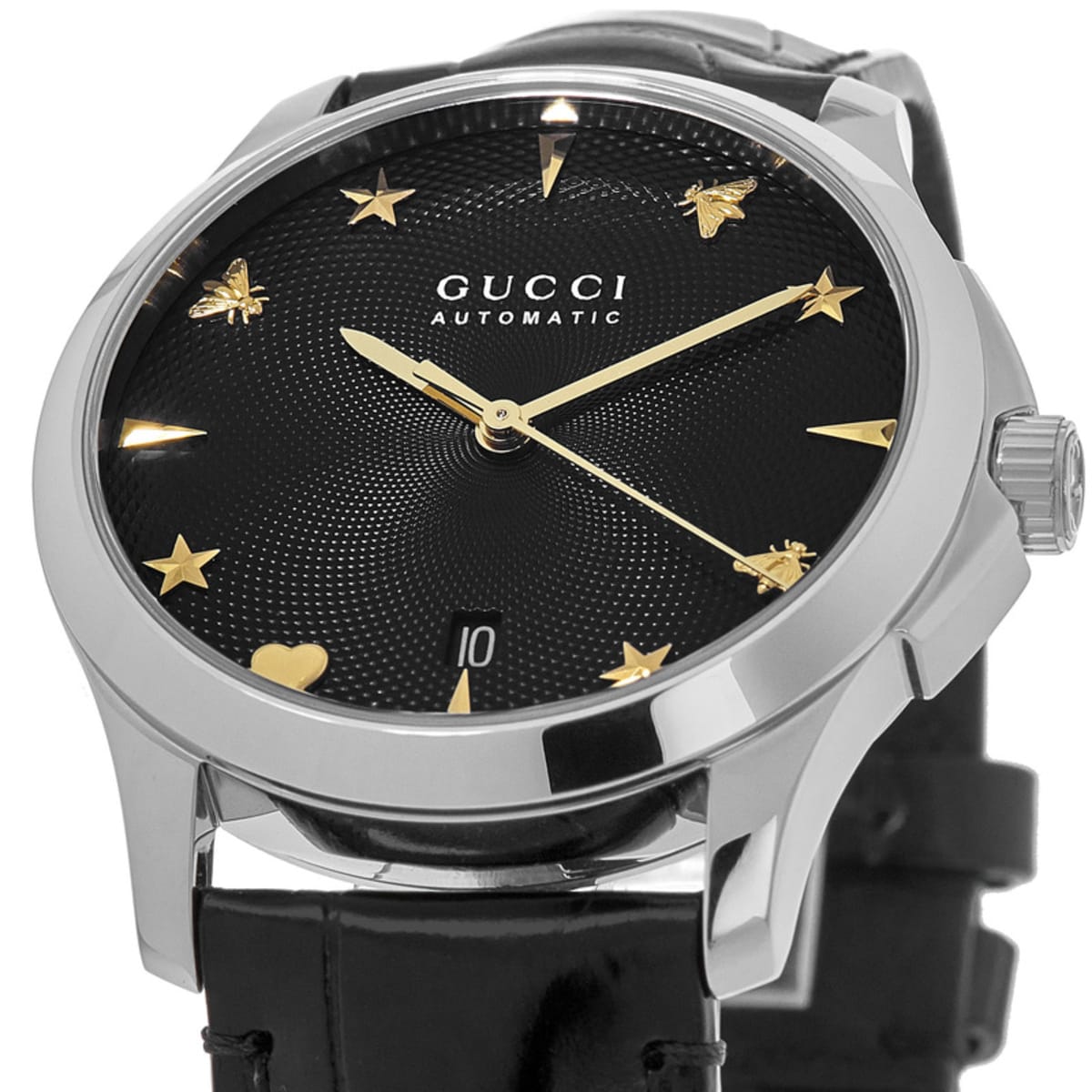  Shop Authentic Gucci G Timeless Automatic Black Dial Black Leather Strap Watch For Women - YA126469 - Luxxuri