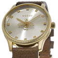  Shop Authentic Gucci G Timeless Quartz Silver Dial Brown Leather Strap Watch For Women - YA1265022 - Luxxuri