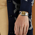  Shop Authentic Gucci G Timeless Quartz Gold Dial Silver Steel Strap Watch for Women - YA1265035 - Luxxuri