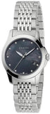  Shop Authentic Gucci G Timeless Diamonds Mother of Pearl Black Dial Silver Steel Strap Watch For Women - YA126505 - Luxxuri