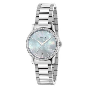  Shop Authentic Gucci G Timeless Mother of Pearl Dial Silver Steel Strap Watch For Women - YA126543 - Luxxuri