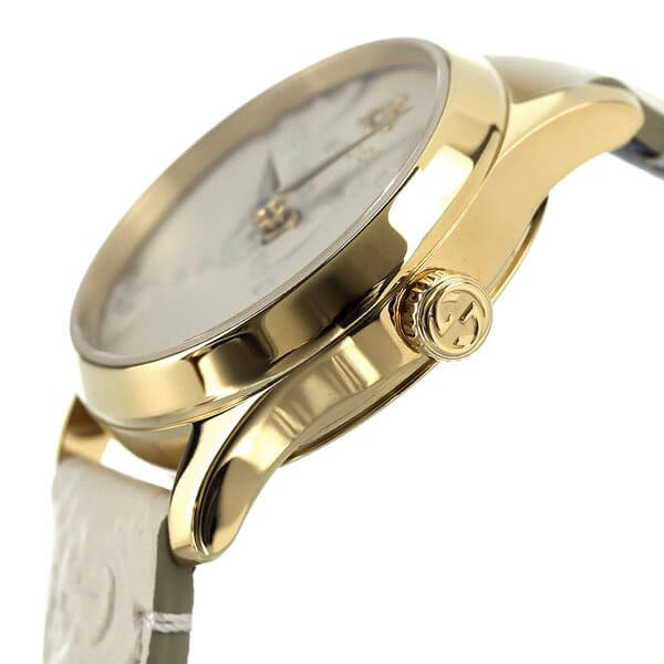 Gucci G Timeless Quartz White Dial White Leather Strap Watch For Women - YA126580A