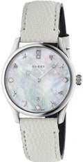  Shop Authentic Gucci G-Timeless Mother of Pearl White Dial White Leather Strap Watch For Women - YA126597 - Luxxuri