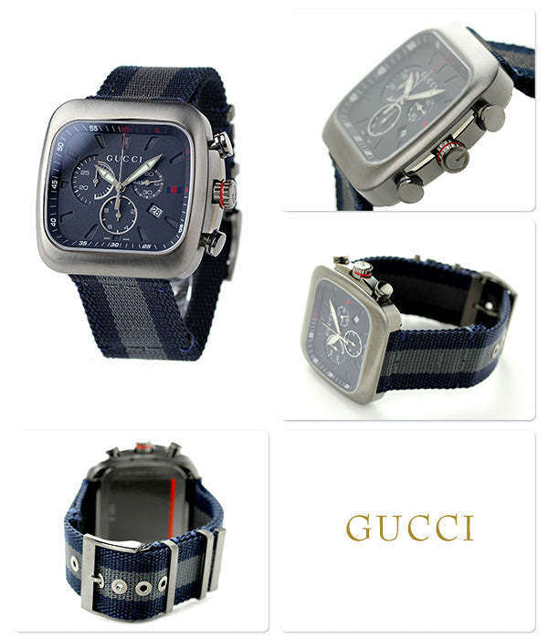  Shop Authentic Gucci Coupe Chronograph Blue Dial Two Tone NATO Strap Watch for Men - YA131203 - Luxxuri