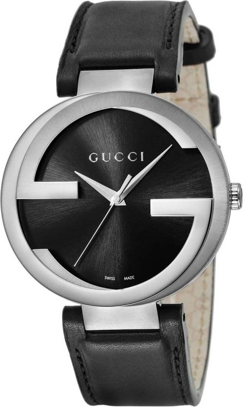  Shop Authentic Gucci Interlocking G Iconic Black Dial Black Leather Strap Watch For Men - YA133205 - Luxxuri