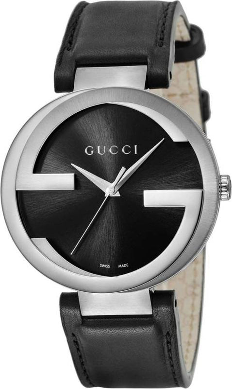 Shop Authentic Gucci Interlocking G Iconic Black Dial Black Leather Strap Watch For Men - YA133205 - Luxxuri