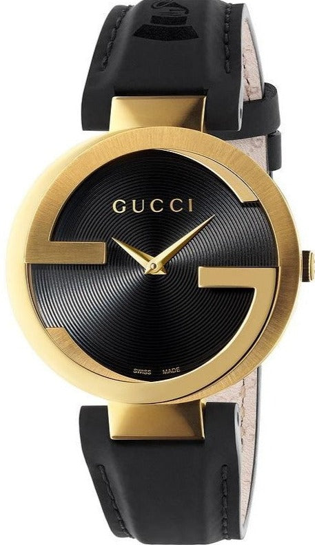 Shop Authentic Gucci Interlocking G Grammy Special Edition Black Dial Black Leather Strap Watch for Women - YA133312 - Luxxuri