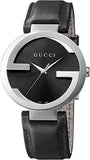  Shop Authentic Gucci G Interlocking Black Dial Black Leather Strap Watch For Women - YA133501 - Luxxuri