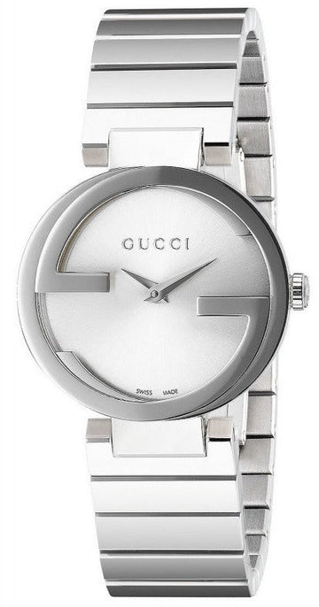  Shop Authentic Gucci G Interlocking Silver Dial Silver Steel Strap Watch For Women - YA133503 - Luxxuri