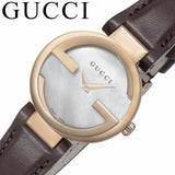  Shop Authentic Gucci G Interlocking Mother of Pearl Dial Brown Leather Strap Watch For Women - YA133516 - Luxxuri