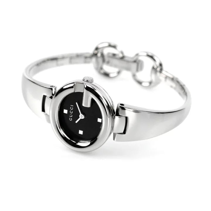  Shop Authentic Gucci Guccisima Quartz Black Dial Silver Steel Strap Watch For Women - YA134501 - Luxxuri