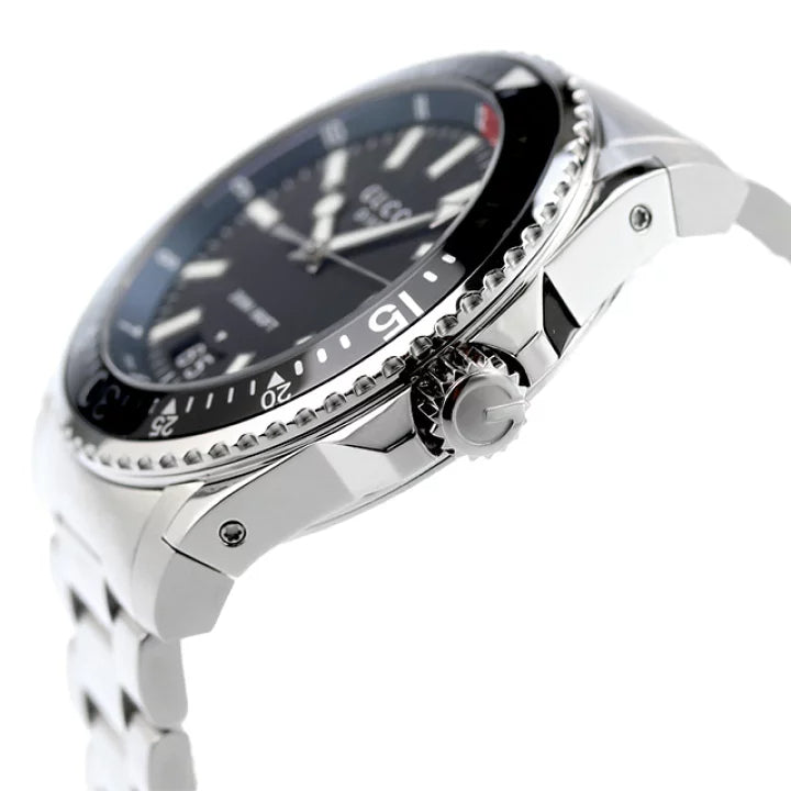  Shop Authentic Gucci Dive Quartz Black Dial Silver Steel Strap Watch For Men - YA136212 - Luxxuri