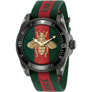  Shop Authentic Gucci Dive Green & Red Dial Green & Red Nylon Strap Watch For Men - YA136216 - Luxxuri