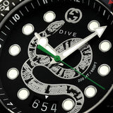  Shop Authentic Gucci Dive Quartz Kingsnake Black Dial Black Rubber Strap Watch For Men - YA136217 - Luxxuri
