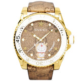  Shop Authentic Gucci Dive Doraemon Brown Dial Brown Leather Strap Watch For Men - YA136334 - Luxxuri