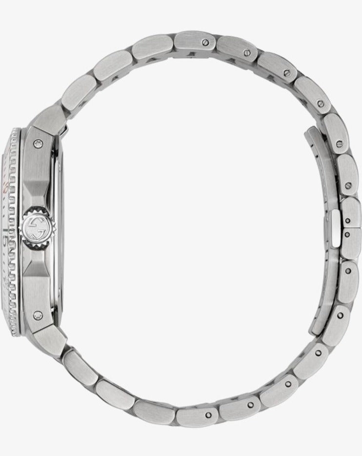  Shop Authentic Gucci Dive Quartz White Dial Silver Steel Strap Watch For Men - YA136336 - Luxxuri