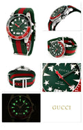  Shop Authentic Gucci Dive Quartz Green Dial Two Tone NATO Strap Watch For Men - YA136339 - Luxxuri